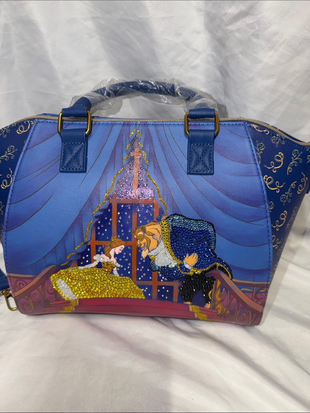 Loungefly beauty and the beast ballroom stairs Blinged Crossbody Bag